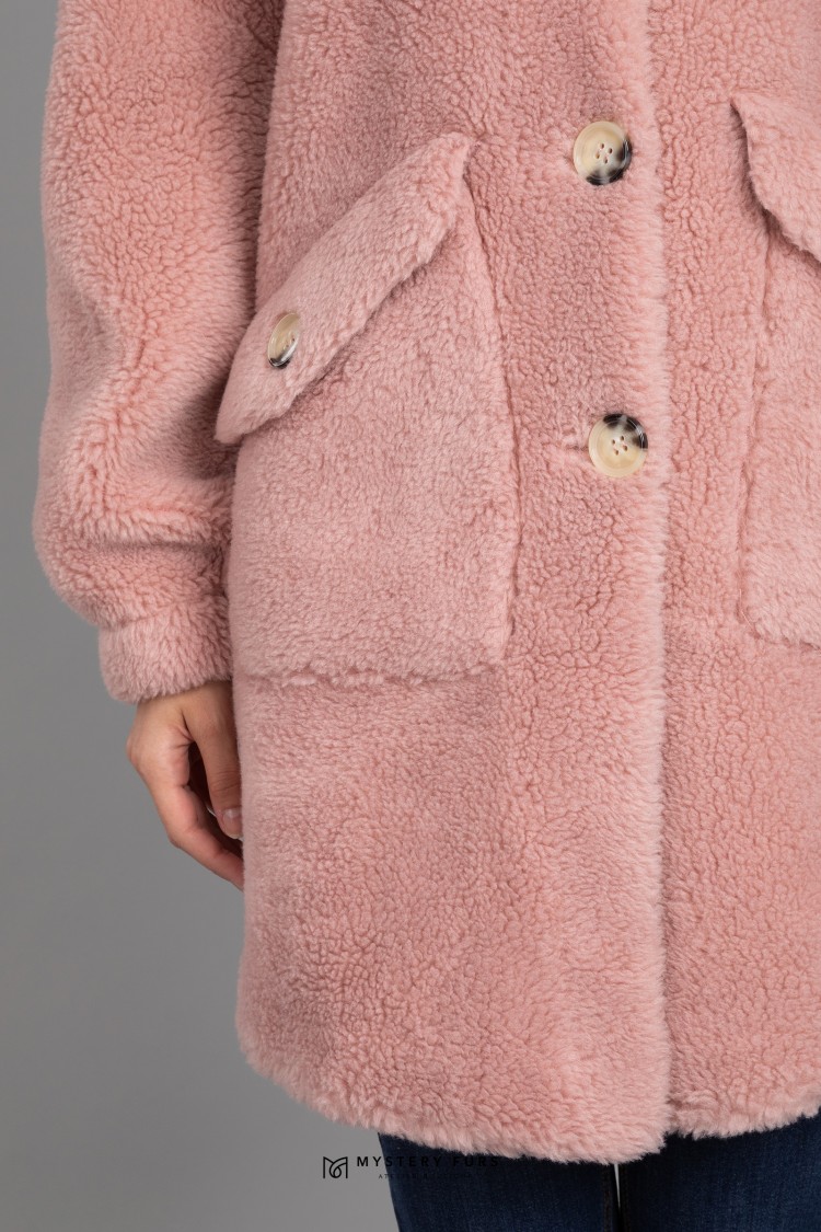 Пальто Teddy №АС0049. Цвет розовый. Вид 3