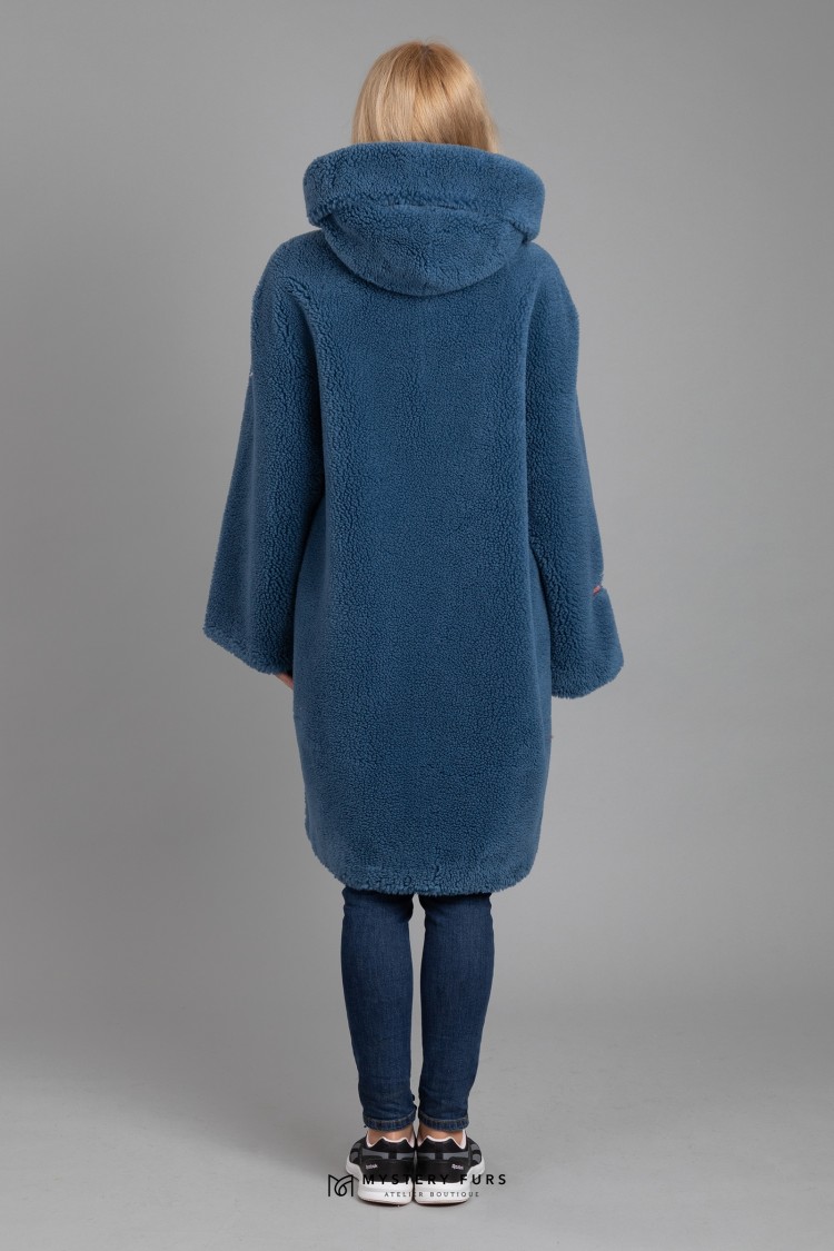 Пальто Deary Alpaca  №АС0055. Цвет синий. Вид 2