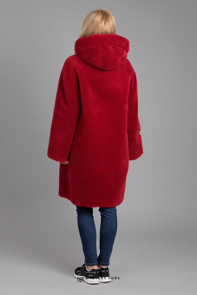 Пальто Deary Alpaca  №АС0057. Цвет красный. Вид 2