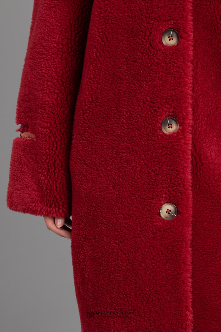 Пальто Deary Alpaca  №АС0057. Цвет красный. Вид 3