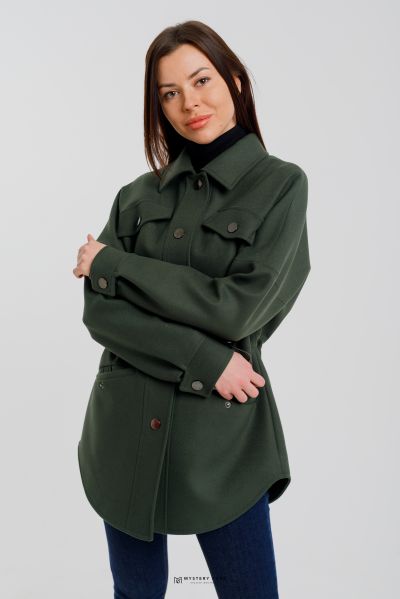 Пальто Shirt Style  (зеленый). Вид 2
