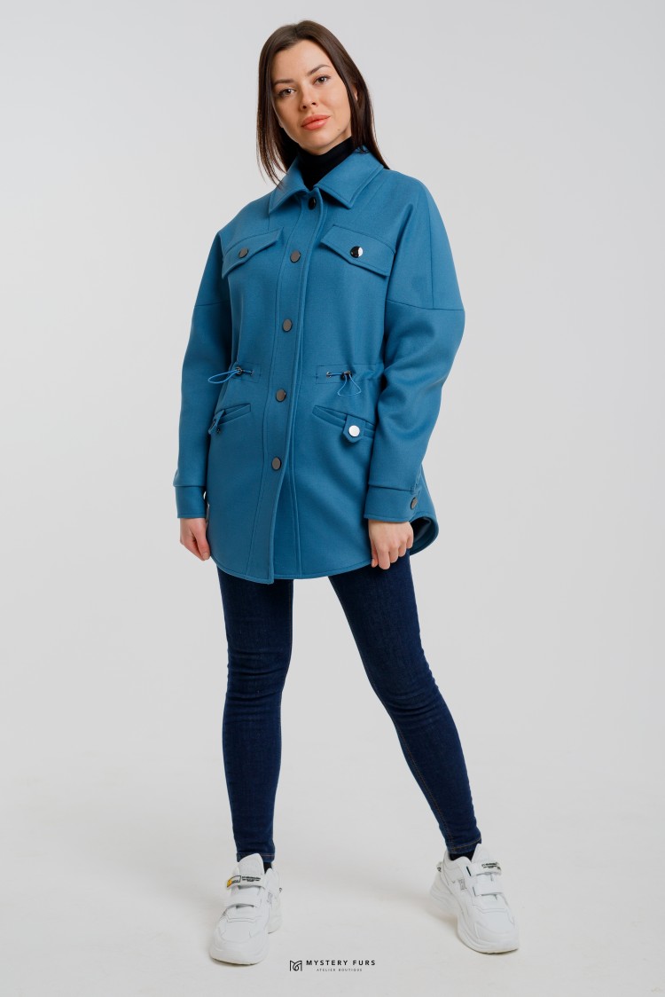 Пальто Shirt Style  №ЛГ002. Цвет голубой