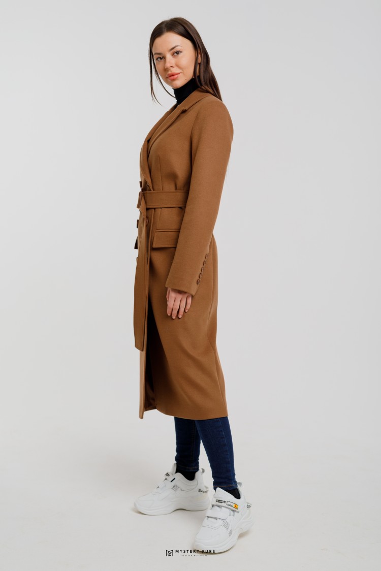 Пальто Redingote Style  №ЛГ011. Цвет коричневый. Вид 1