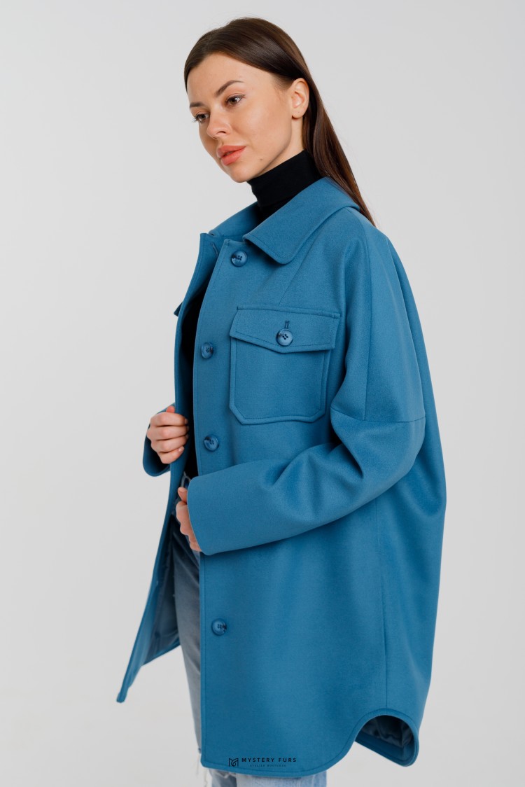 Пальто Shirt Lady  №ЛГ020. Цвет синий. Вид 1