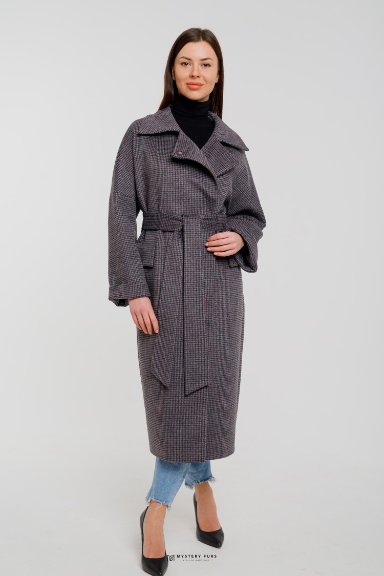 Пальто Crombie Style  №ЛГ023. Цвет баклажановый