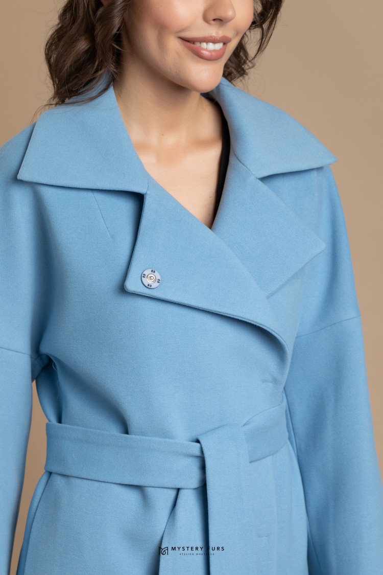 Пальто Soft Classic №ПД0007. Цвет голубой. Вид 2