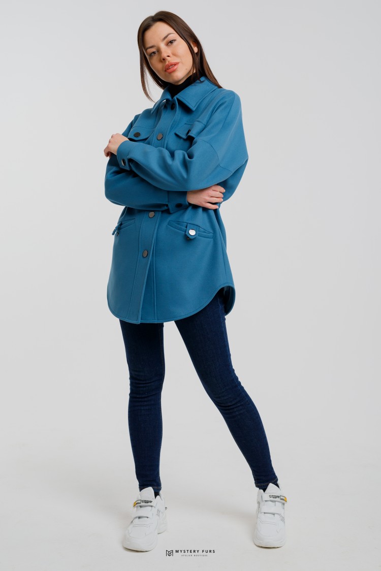 Пальто Shirt Style  №ЛГ002. Цвет голубой. Вид 1