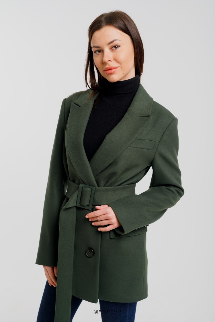 Пальто жакет  №ЛГ009. Цвет зеленый. Вид 1