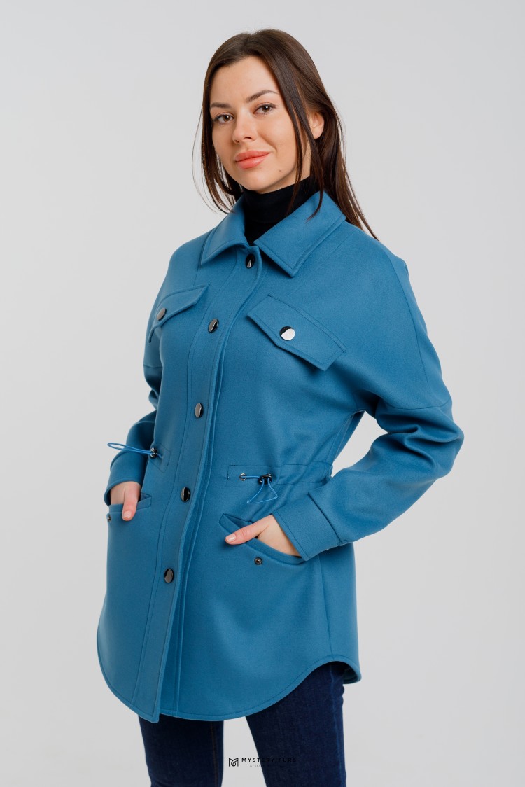 Пальто Shirt Style  №ЛГ002. Цвет голубой. Вид 4