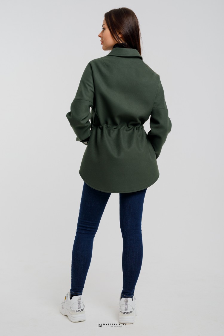 Пальто Shirt Style  №ЛГ001. Цвет зеленый. Вид 3
