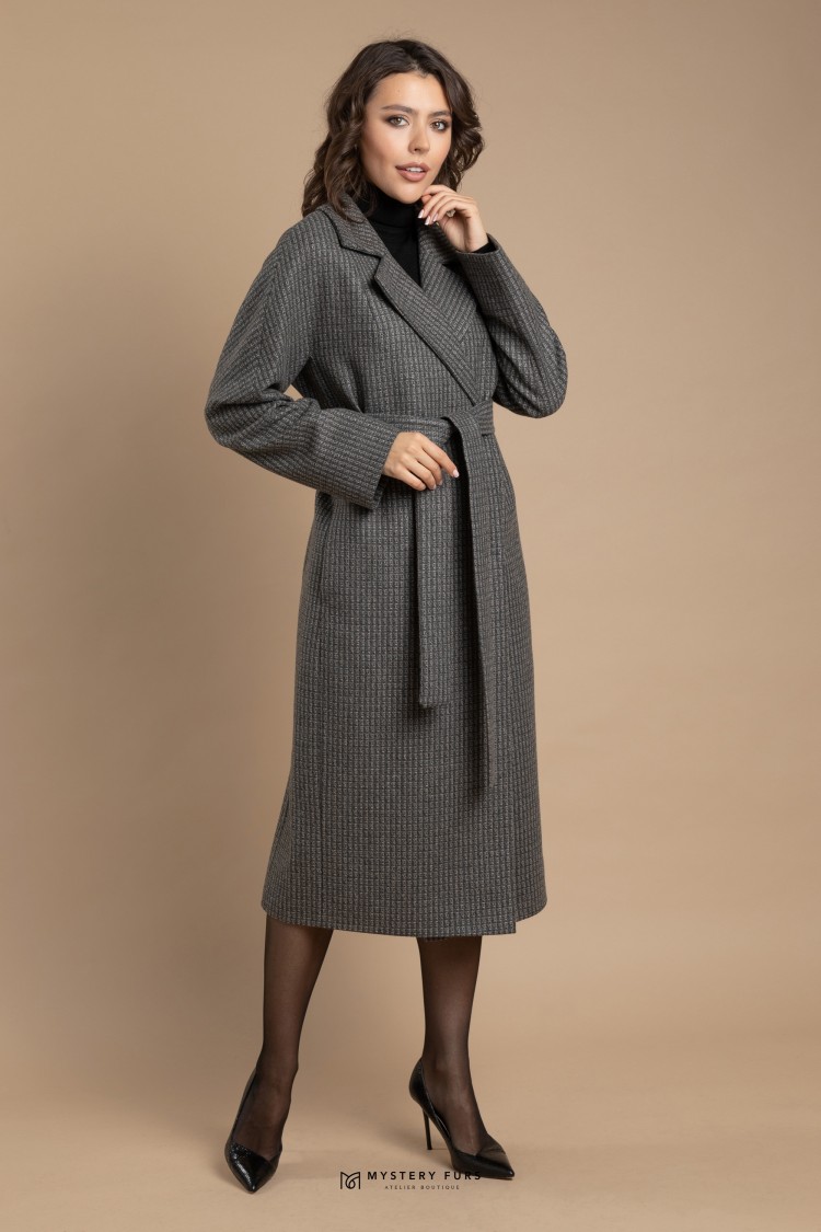 Пальто New Elegance  №ПД0028. Цвет серый