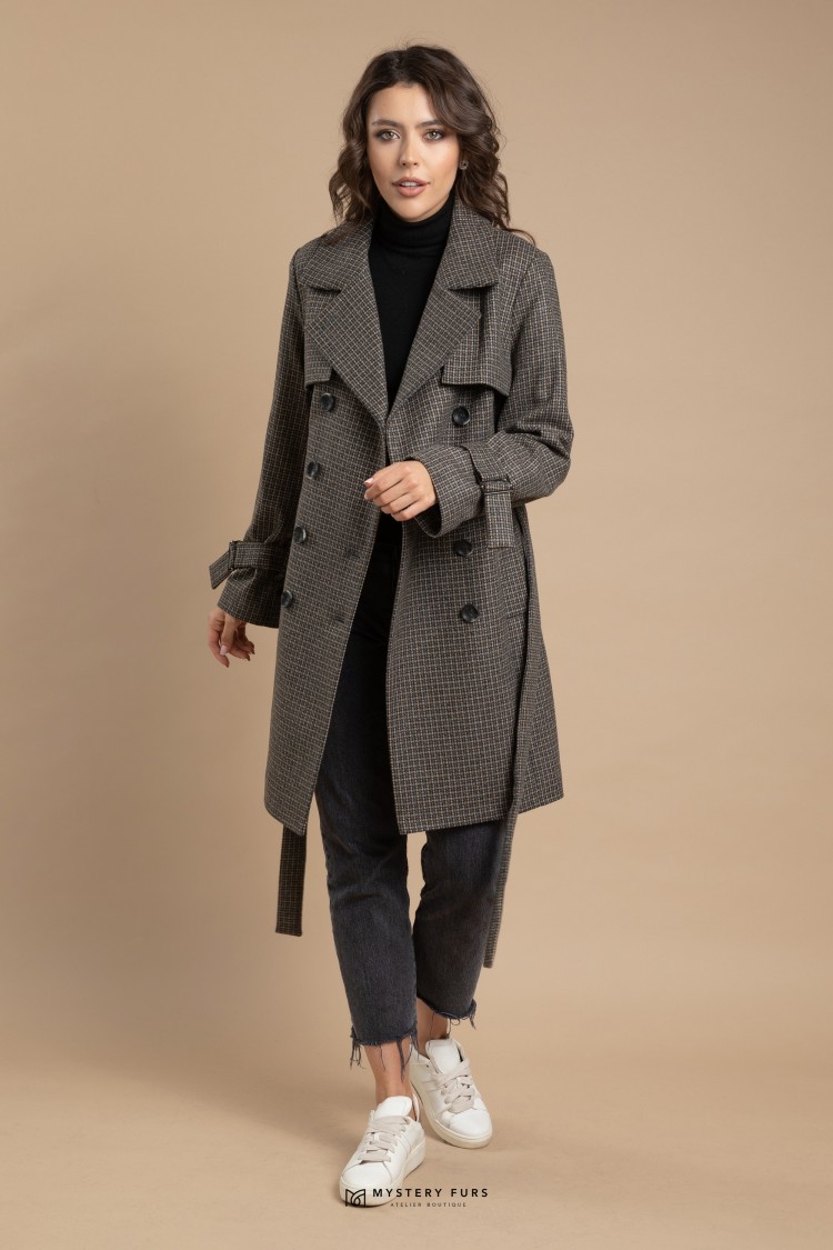 Пальто Trench Coat  №ПД0038. Цвет серый. Вид 1