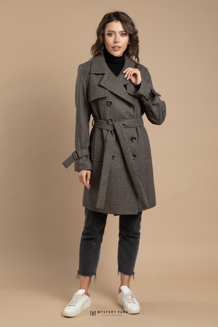 Пальто Trench Coat  №ПД0038. Цвет серый