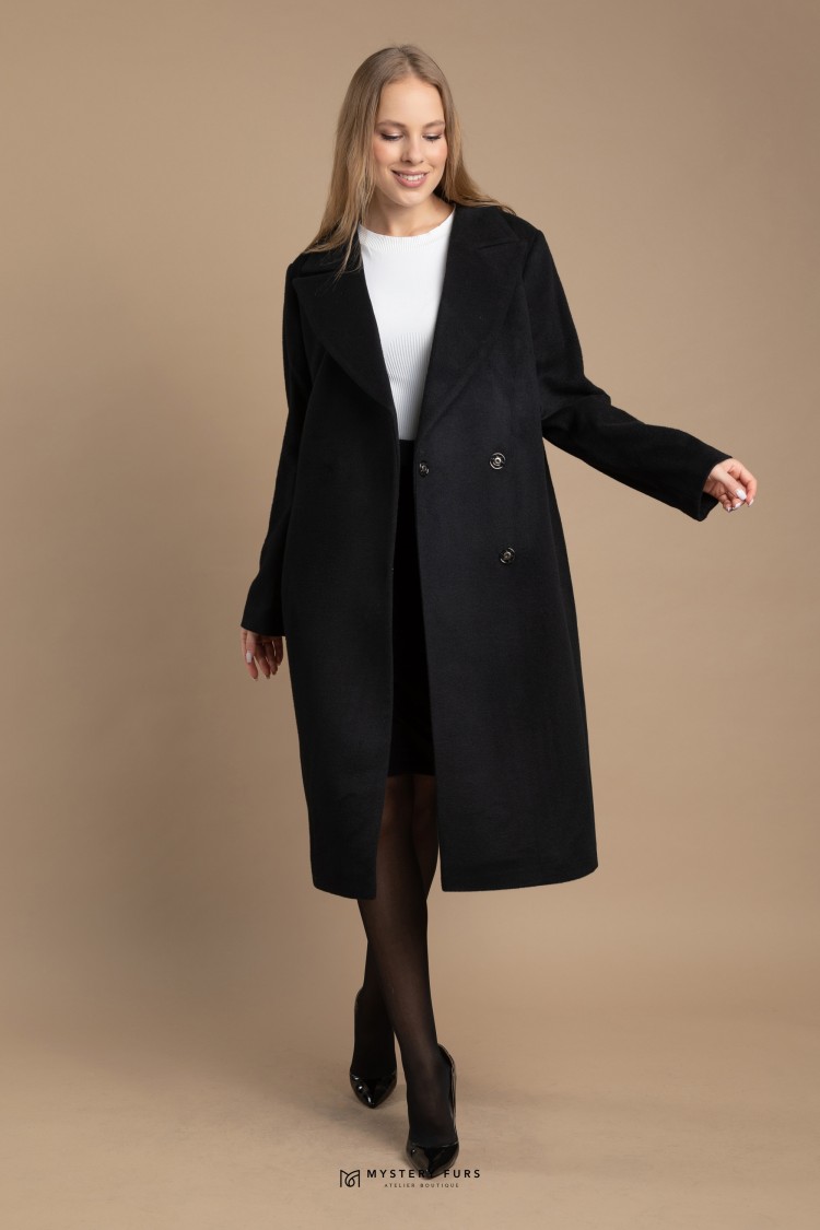 Пальто New Elegance  №ПД0044. Цвет чёрный. Вид 1