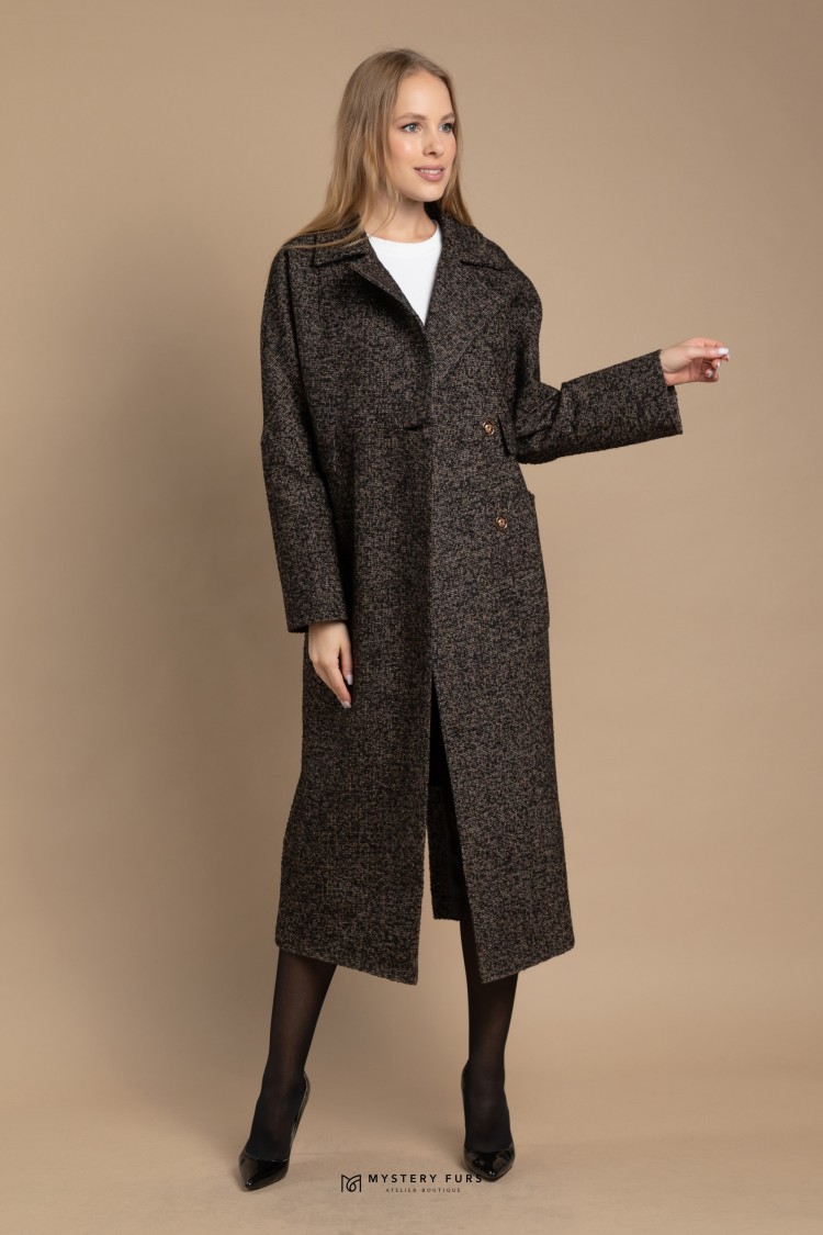 Пальто Piu Fashion  №ПД0053. Цвет коричневый. Вид 1
