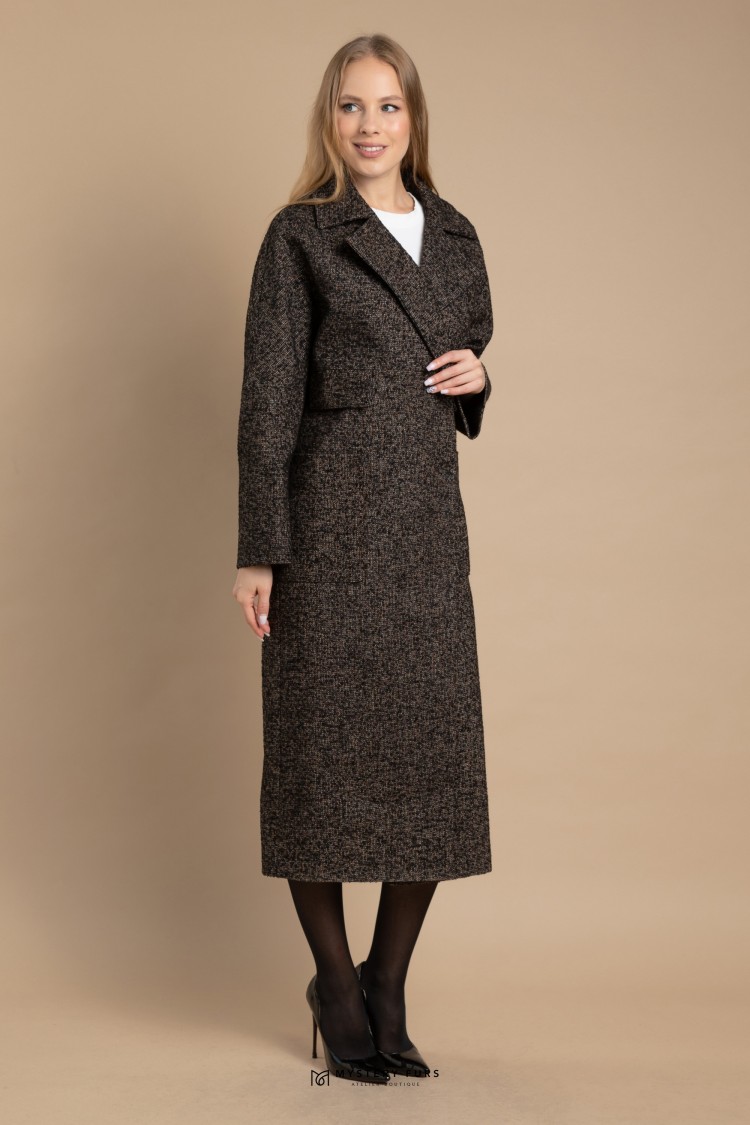 Пальто Piu Fashion  №ПД0053. Цвет коричневый