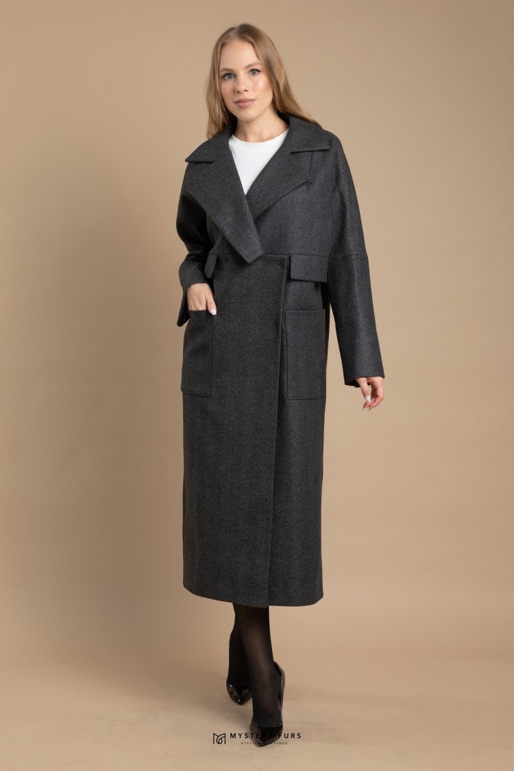 Пальто Piu Fashion  №ПД0054. Цвет серый