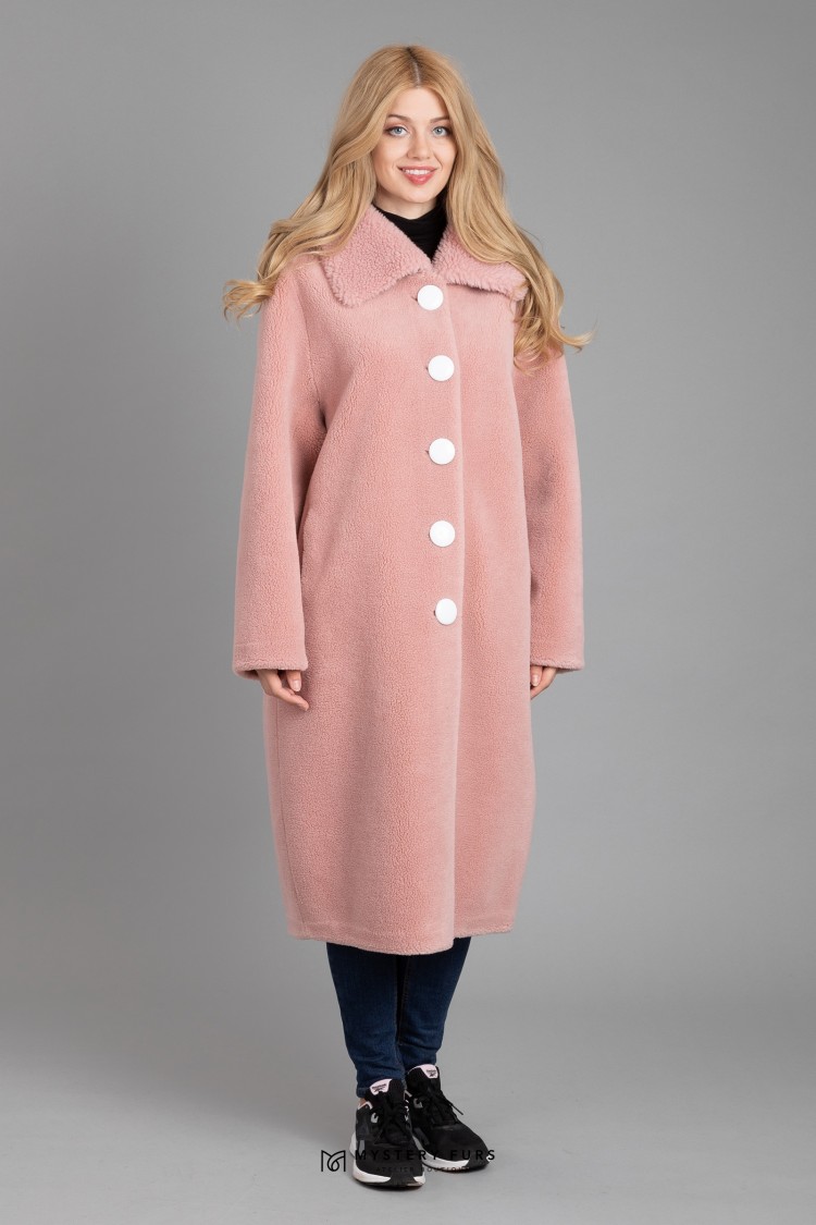 Пальто Teddy  №АС0031. Цвет розовый. Вид 1