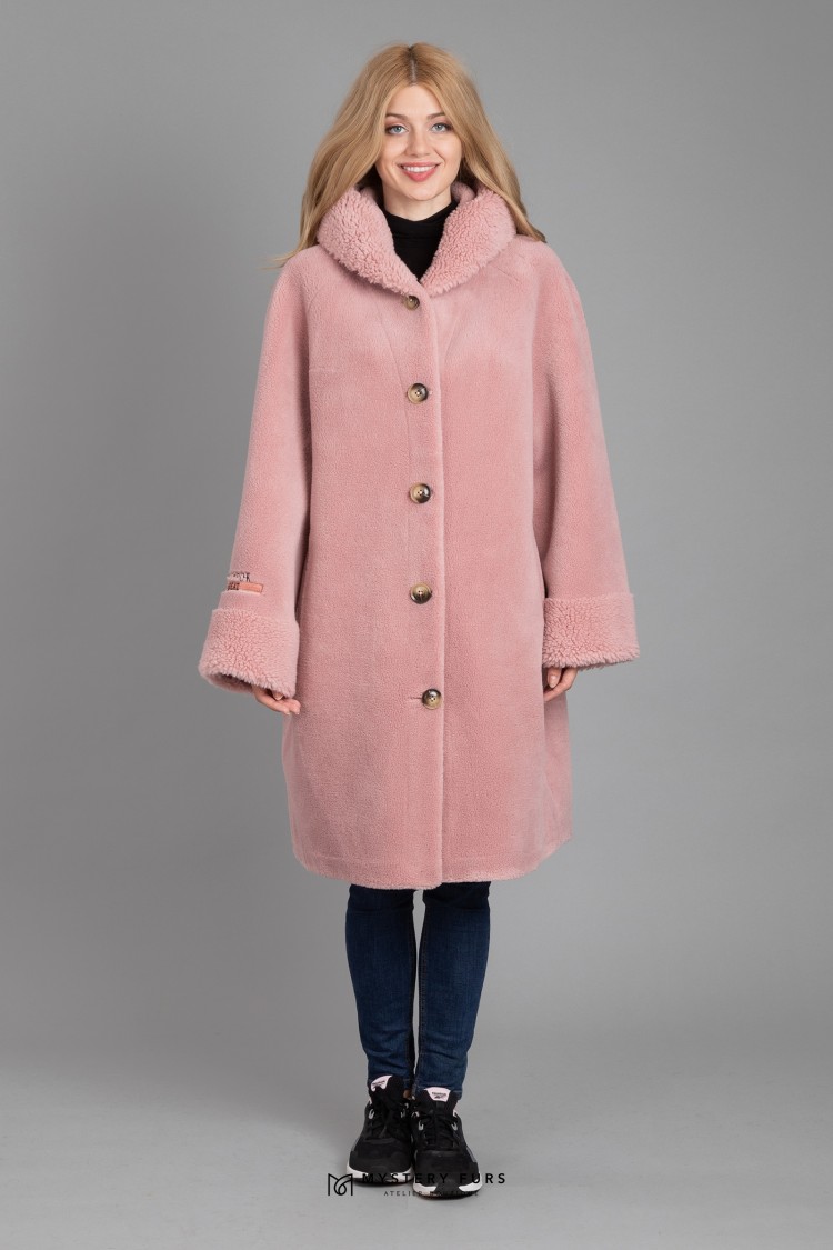 Пальто Deary Curly  №АС0043. Цвет розовый. Вид 1