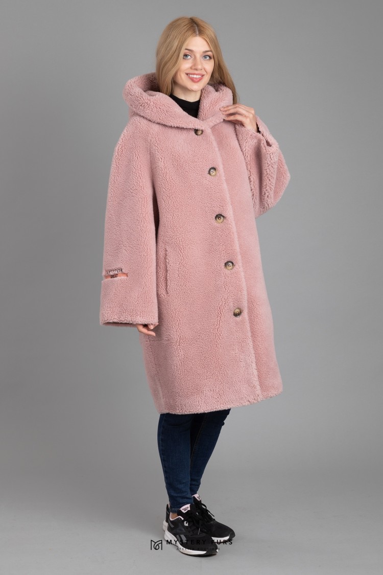 Пальто Deary Alpaca  №АС0045. Цвет розовый. Вид 1