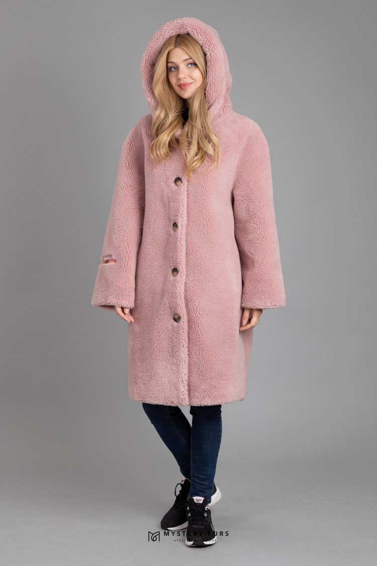Пальто Deary Alpaca  №АС0045. Цвет розовый