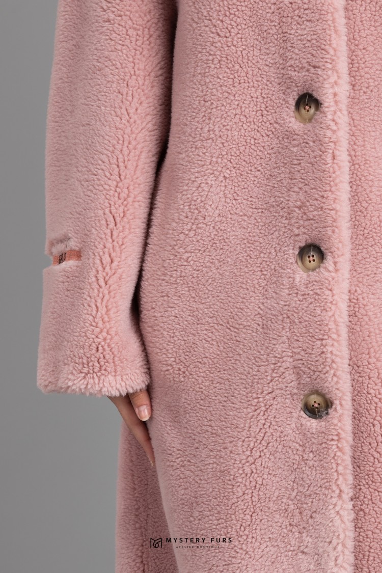 Пальто Deary Alpaca  №АС0045. Цвет розовый. Вид 3