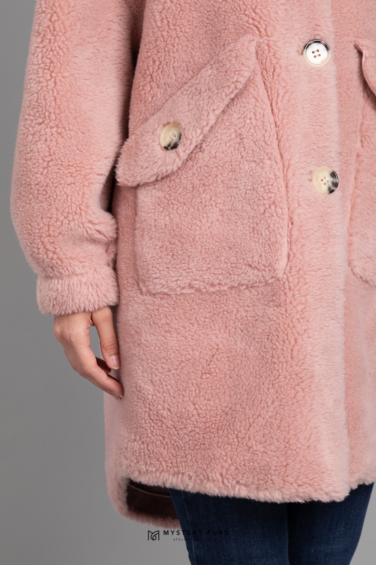 Пальто Teddy №АС0047. Цвет розовый. Вид 3