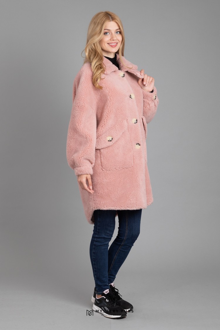 Пальто Teddy №АС0049. Цвет розовый