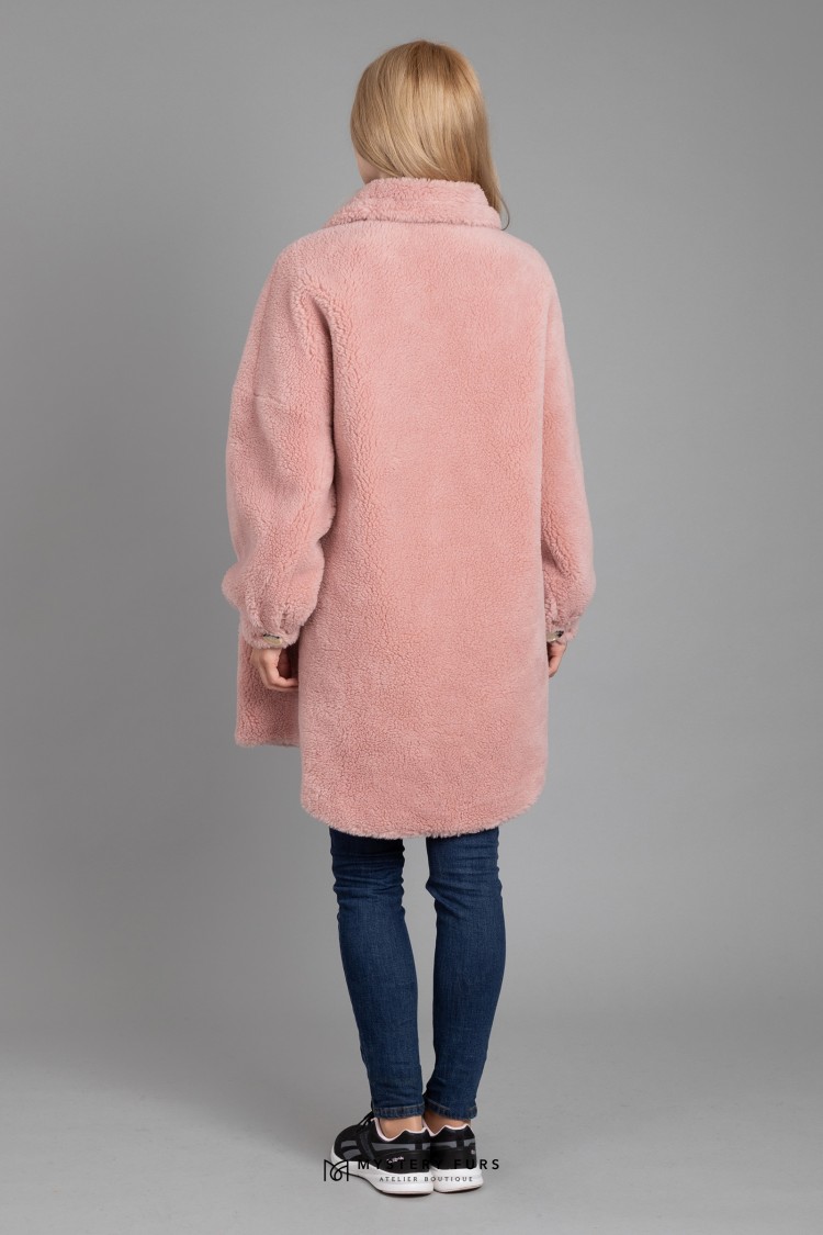 Пальто Teddy №АС0049. Цвет розовый. Вид 2