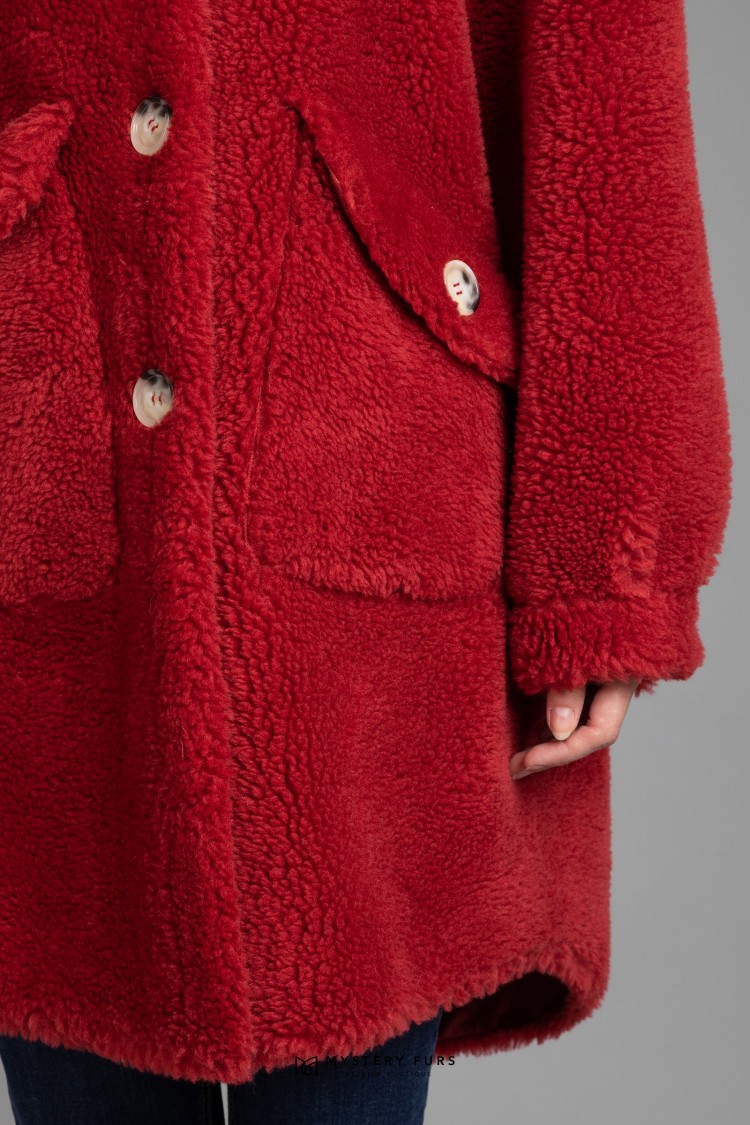 Пальто Teddy №АС0051. Цвет красный. Вид 3
