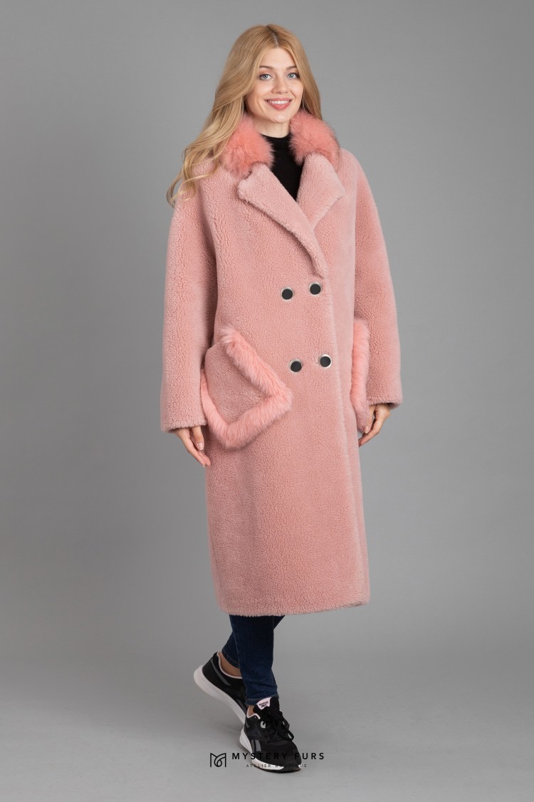 Пальто Teddy №АС0053. Цвет розовый