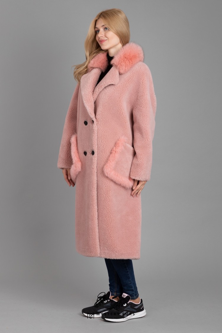 Пальто Teddy №АС0053. Цвет розовый. Вид 1