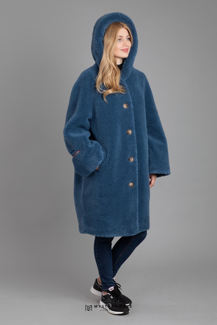 Пальто Deary Alpaca  №АС0055. Цвет синий