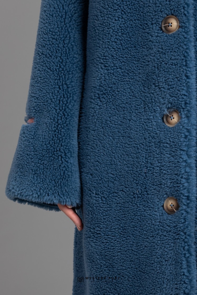 Пальто Deary Alpaca  №АС0055. Цвет синий. Вид 3