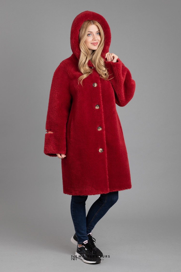 Пальто Deary Alpaca  №АС0057. Цвет красный
