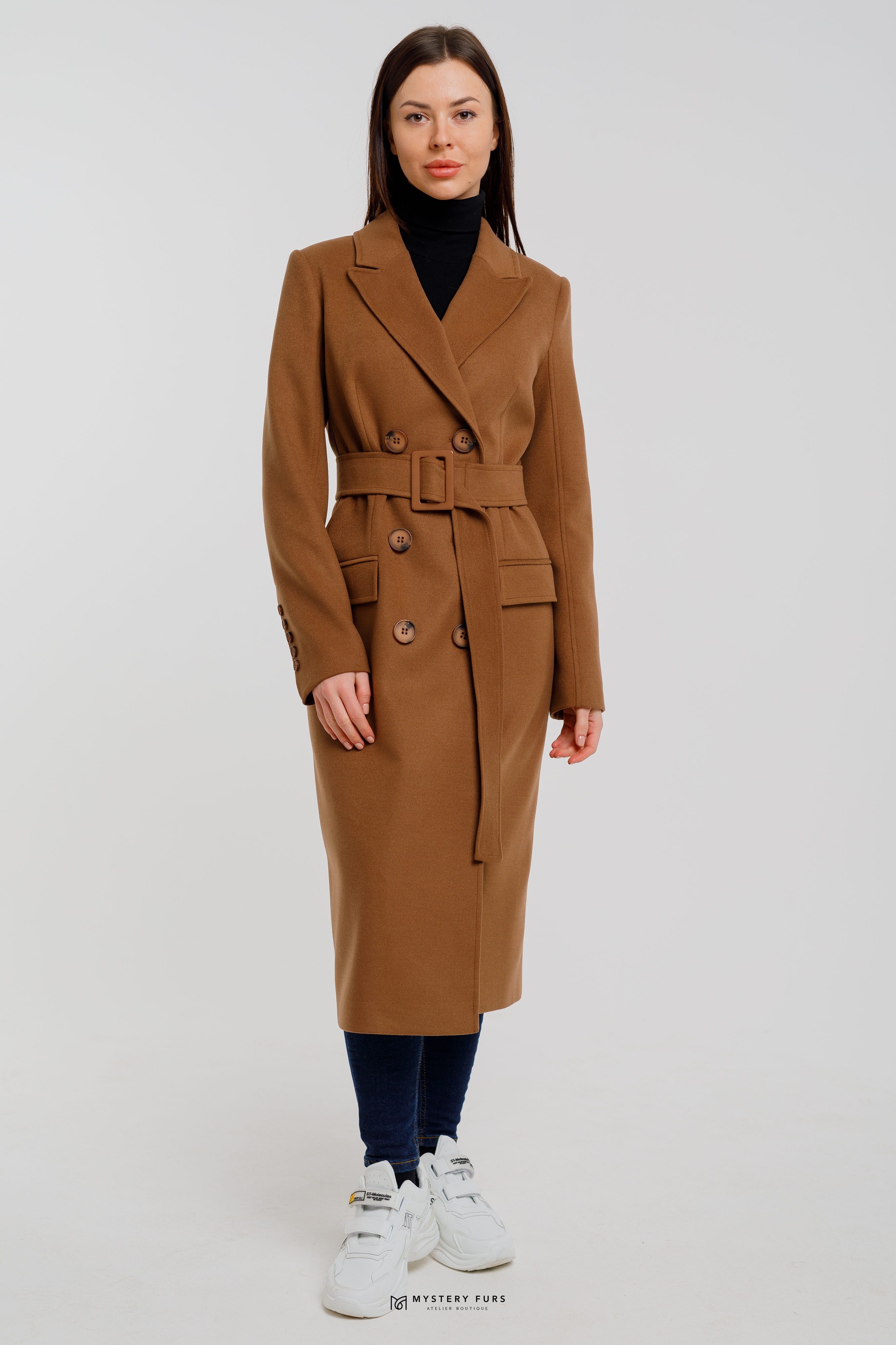 Пальто коричневое женское длинное