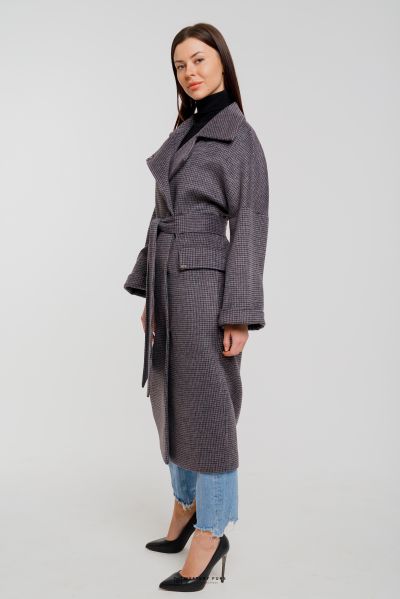 Пальто Crombie Style  (баклажановый). Вид 2